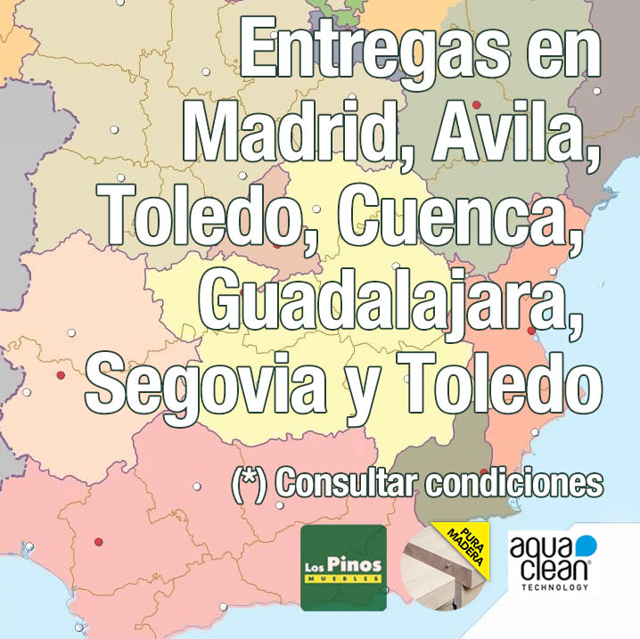 También entregamos nuestros muebles en Toledo, Segovia, Ávila, Guadalajara y Cuenca